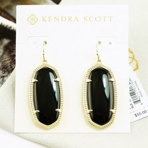 Kendra Scott Elle Black Earrings Gold Tone